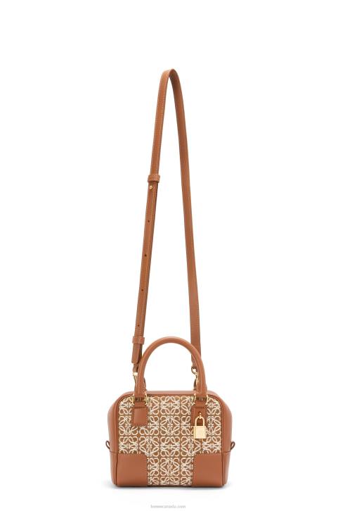 Loewe Amazona 16 Square bag in Anagram jacquard and calfskin 688V163 Women Tan/Pecan