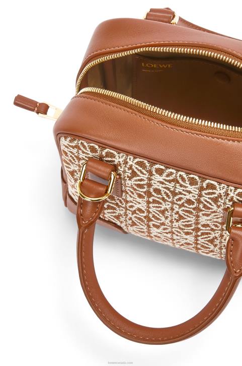 Loewe Amazona 16 Square bag in Anagram jacquard and calfskin 688V163 Women Tan/Pecan