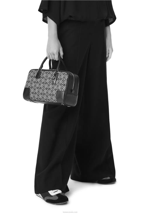 Loewe Amazona 28 bag in Anagram jacquard and calfskin 688V168 Women Navy/Black