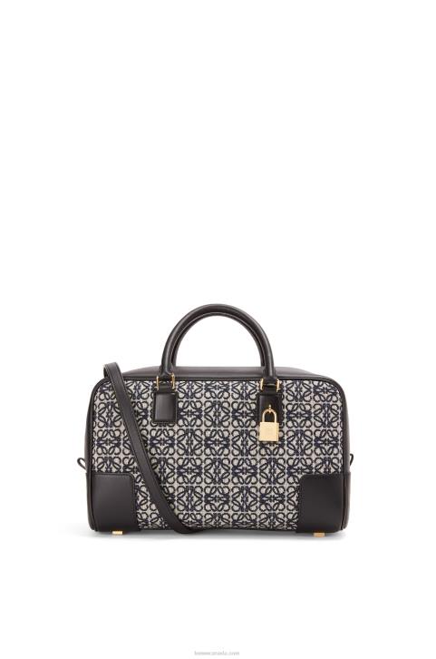Loewe Amazona 28 bag in Anagram jacquard and calfskin 688V168 Women Navy/Black
