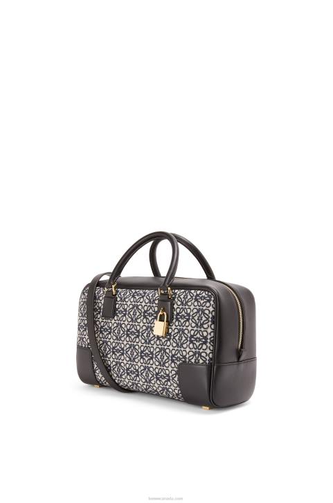 Loewe Amazona 28 bag in Anagram jacquard and calfskin 688V168 Women Navy/Black