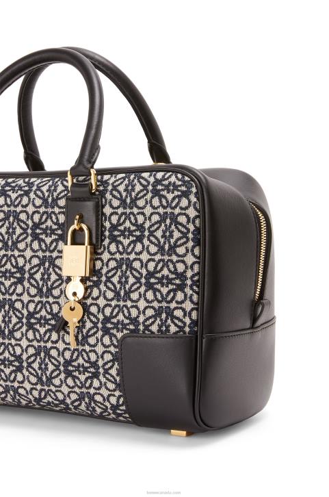 Loewe Amazona 28 bag in Anagram jacquard and calfskin 688V168 Women Navy/Black