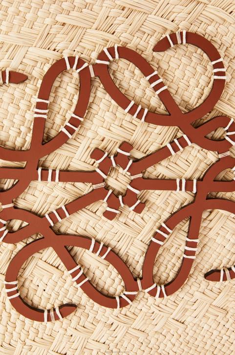 Loewe Anagram Basket bag in iraca palm and calfskin 688V18 Women Natural/Tan