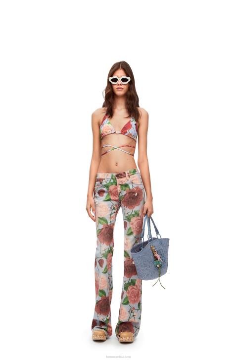 Loewe Anagram Basket bag in iraca palm and calfskin 688V1 Women Denim Blue