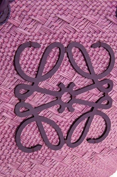 Loewe Anagram Basket bag in iraca palm and calfskin 688V83 Women Purple