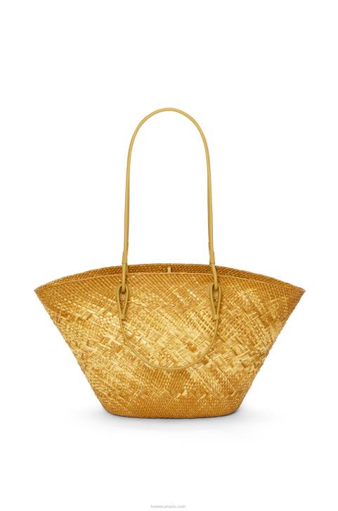 Loewe Anagram basket bag in iraca palm and calfskin 688V7 Women Ochre