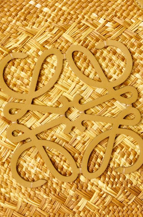 Loewe Anagram basket bag in iraca palm and calfskin 688V7 Women Ochre