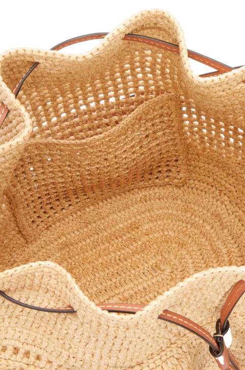 Loewe Balloon Ruffles bag in raffia and calfskin 688V39 Women Natural/Tan