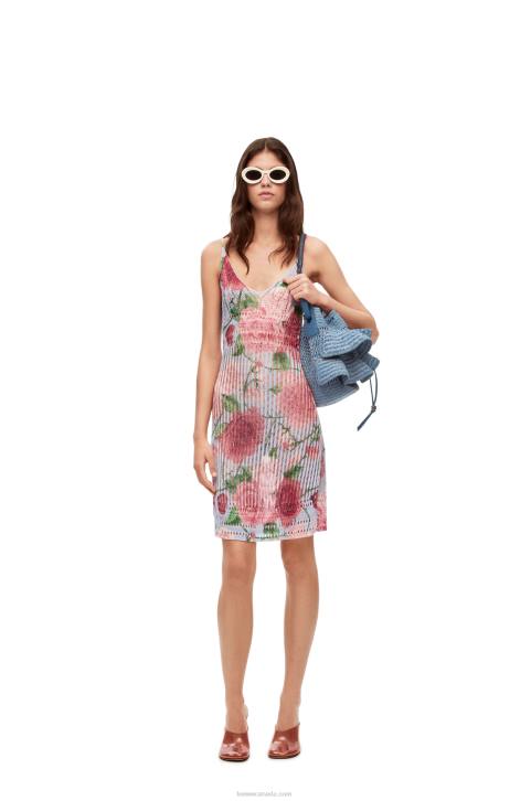 Loewe Balloon Ruffles bag in raffia and calfskin 688V3 Women Denim Blue