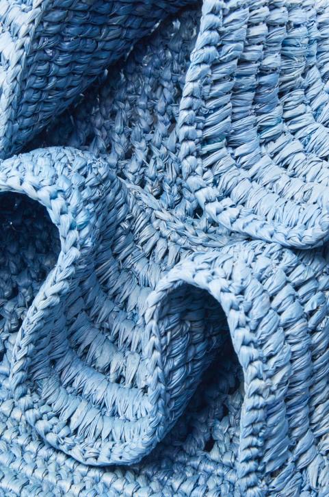 Loewe Balloon Ruffles bag in raffia and calfskin 688V3 Women Denim Blue