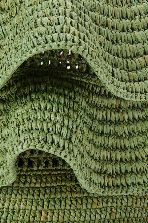 Loewe Balloon Ruffles bag in raffia and calfskin 688V66 Women Green/Tan