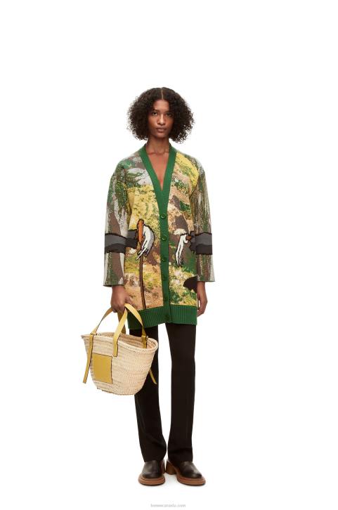 Loewe Basket bag in palm leaf and calfskin 688V51 Women Dark Yellow