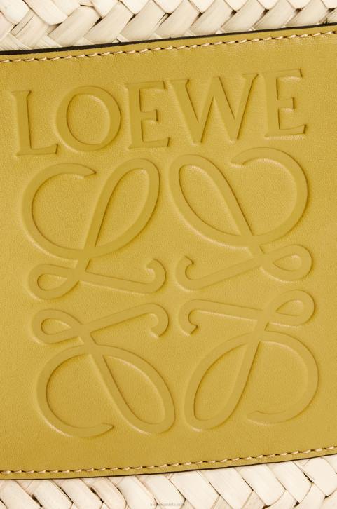 Loewe Basket bag in palm leaf with a braided handle in calfskin 688V6 Women Ochre/Tan