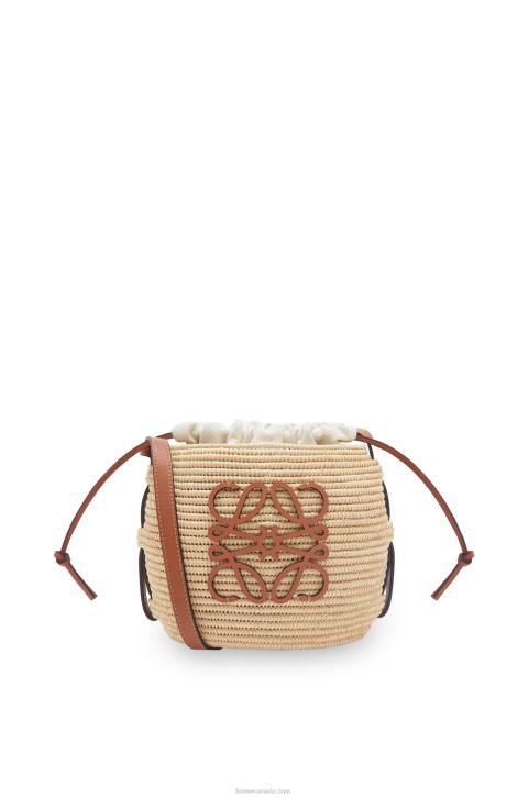 Loewe Beehive Basket bag in raffia and calfskin 688V35 Women Natural/Tan