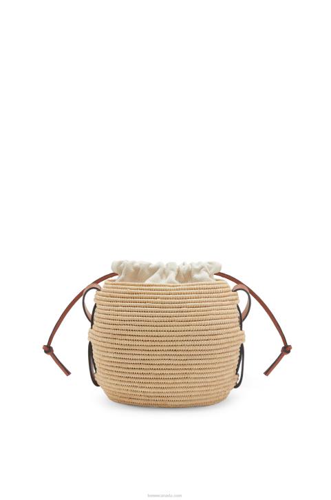 Loewe Beehive Basket bag in raffia and calfskin 688V35 Women Natural/Tan