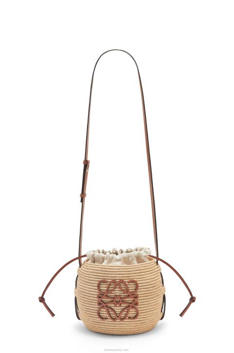Loewe Beehive Basket bag in raffia and calfskin 688V35 Women Natural/Tan