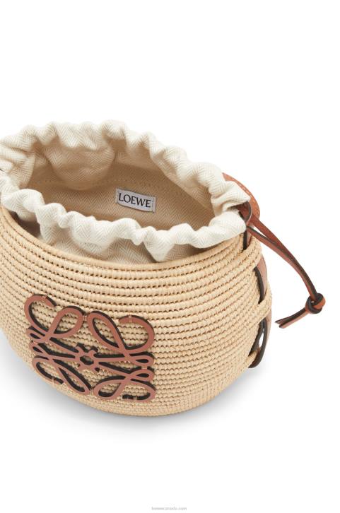 Loewe Beehive Basket bag in raffia and calfskin 688V35 Women Natural/Tan