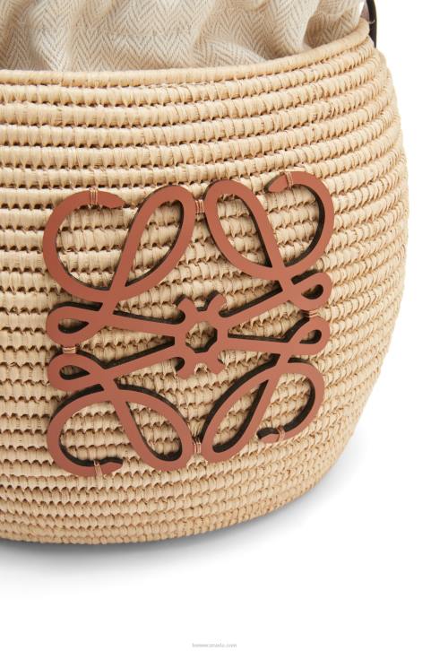 Loewe Beehive Basket bag in raffia and calfskin 688V35 Women Natural/Tan