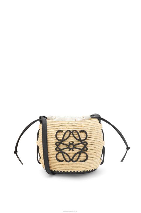 Loewe Beehive bag in raffia and rubber 688V44 Women Natural/Black