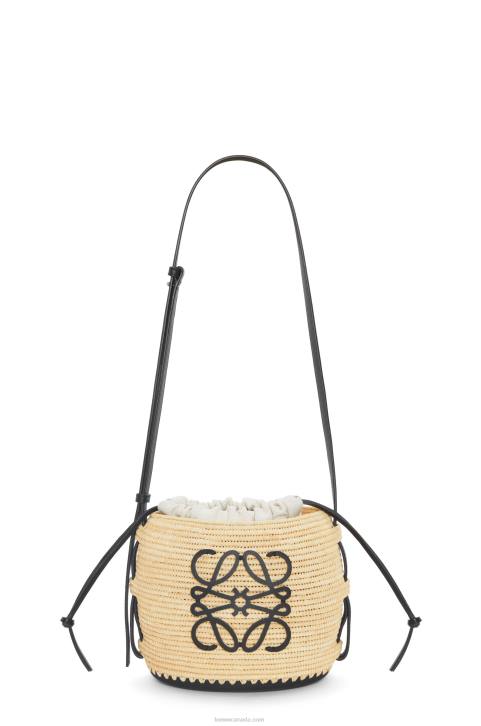 Loewe Beehive bag in raffia and rubber 688V44 Women Natural/Black