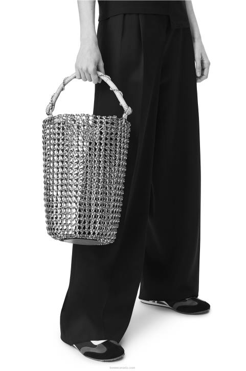 Loewe Bucket Mesh bag in calfskin 688V183 Women Tan/Yellow