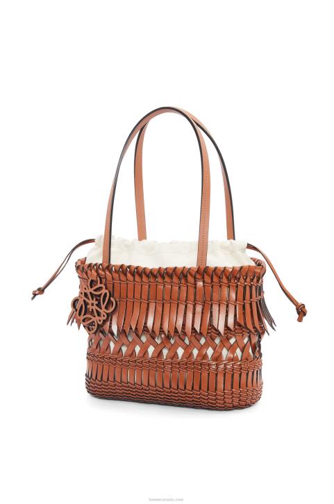 Loewe Fringe Square Basket bag in calfskin 688V90 Women Tan