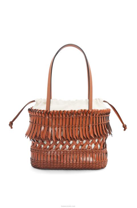 Loewe Fringe Square Basket bag in calfskin 688V90 Women Tan