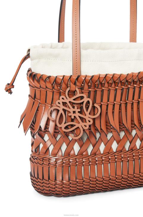 Loewe Fringe Square Basket bag in calfskin 688V90 Women Tan