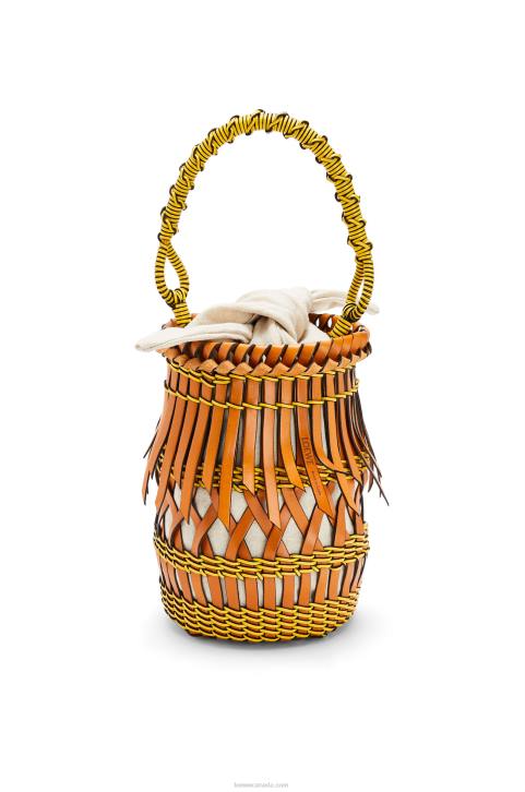 Loewe Fringes Bucket bag in calfskin 688V186 Women Tan/Yellow