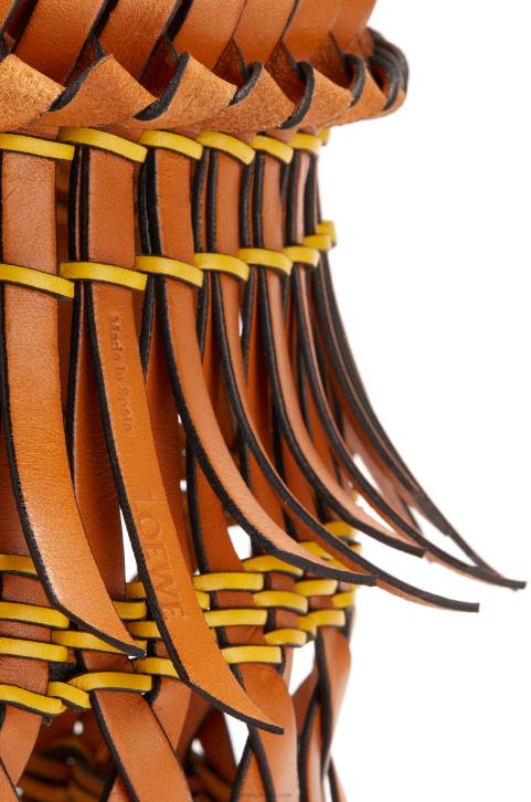 Loewe Fringes Bucket bag in calfskin 688V186 Women Tan/Yellow