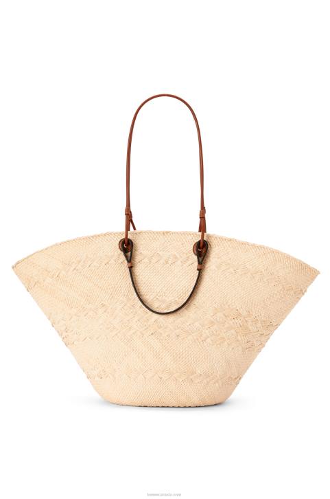 Loewe Large Anagram Basket bag in iraca palm and calfskin 688V17 Women Natural/Tan