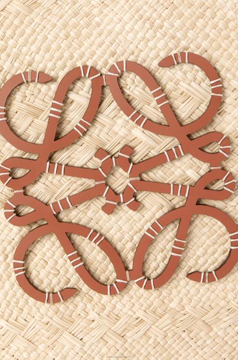 Loewe Large Anagram Basket bag in iraca palm and calfskin 688V17 Women Natural/Tan