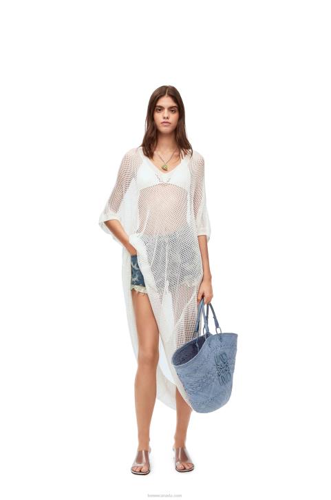 Loewe Large Anagram basket bag in iraca palm and calfskin 688V2 Women Denim Blue