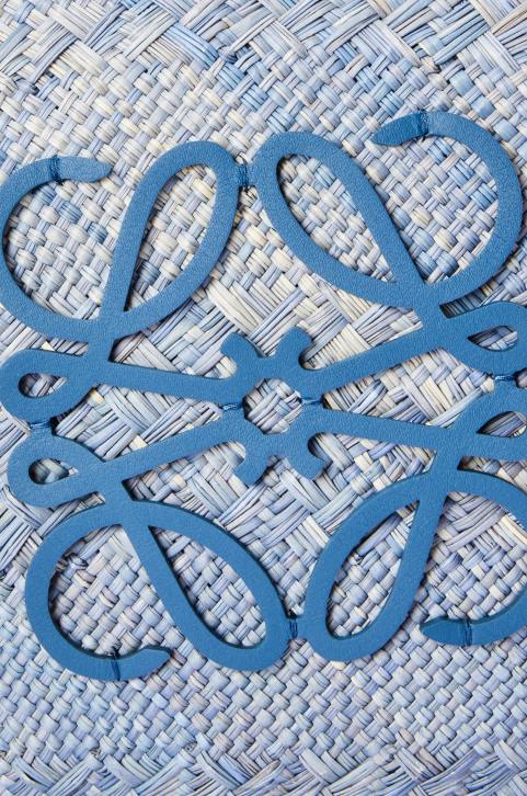 Loewe Large Anagram basket bag in iraca palm and calfskin 688V2 Women Denim Blue