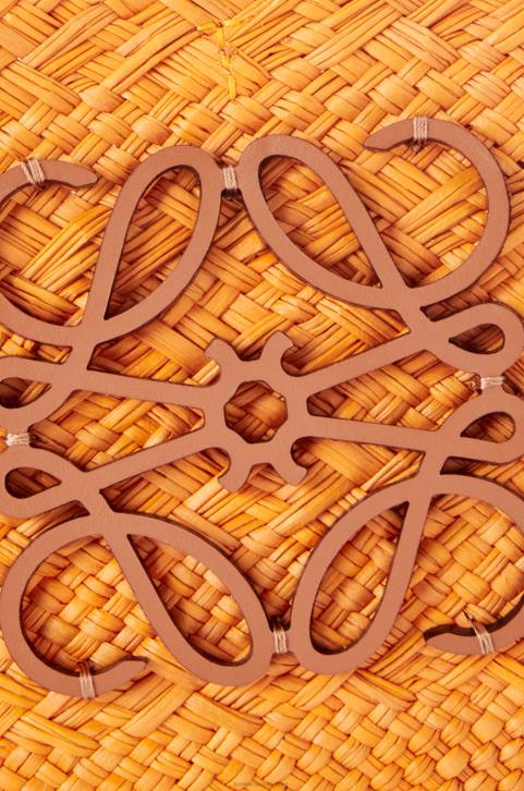 Loewe Mini Anagram Basket bag in iraca palm and calfskin 688V97 Women Orange/Tan