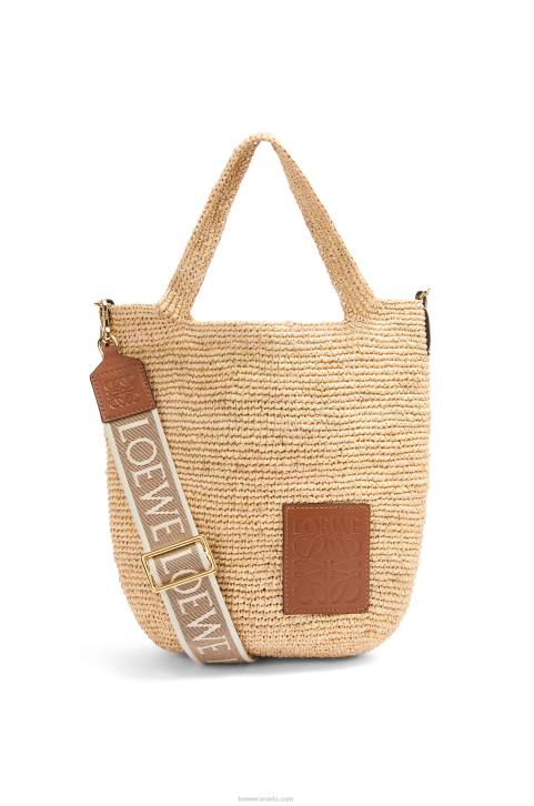Loewe Mini Slit bag in raffia and calfskin 688V10 Women Natural/Tan