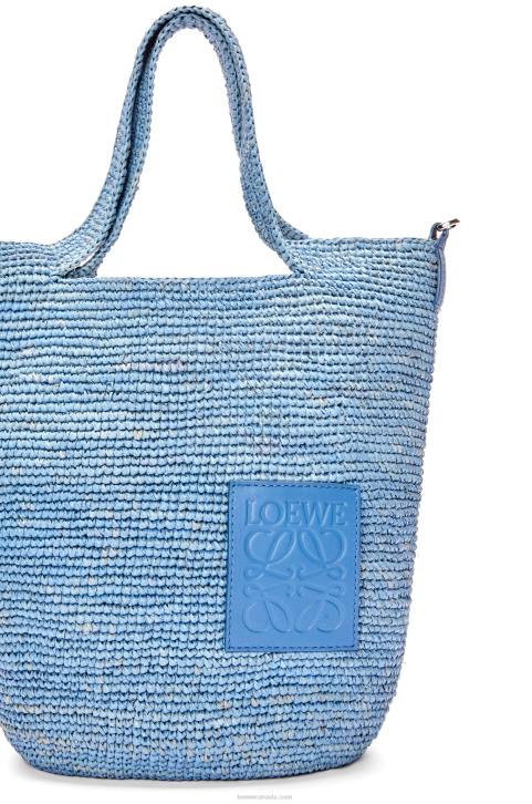 Loewe Mini Slit bag in raffia and calfskin 688V4 Women Denim Blue