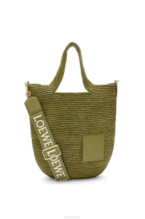 Loewe Mini Slit bag in raffia and calfskin 688V9 Women Olive