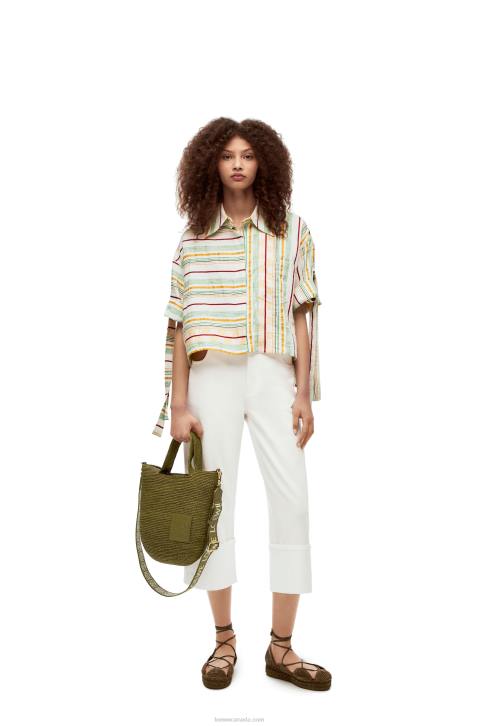 Loewe Mini Slit bag in raffia and calfskin 688V9 Women Olive