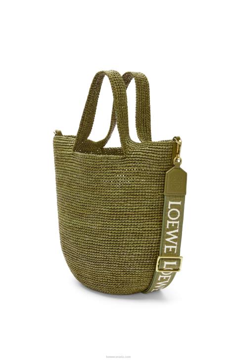 Loewe Mini Slit bag in raffia and calfskin 688V9 Women Olive