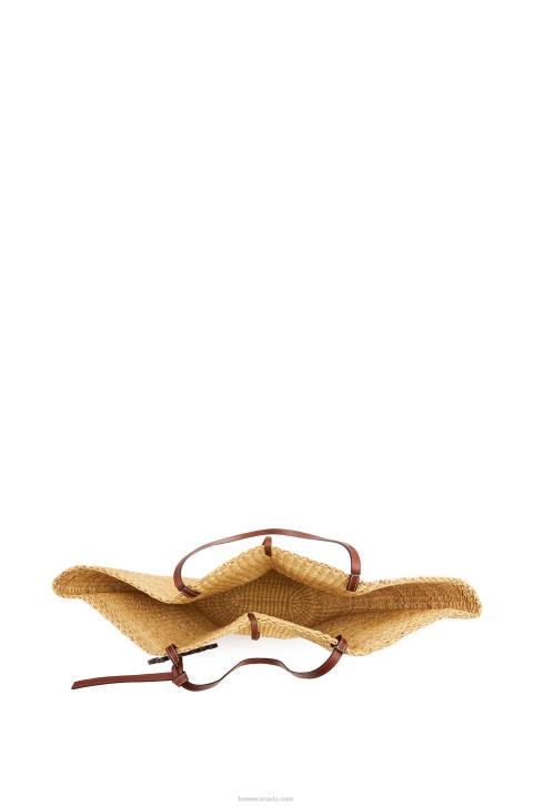 Loewe Shell Basket bag in elephant grass and calfskin 688V63 Women Natural/Pecan