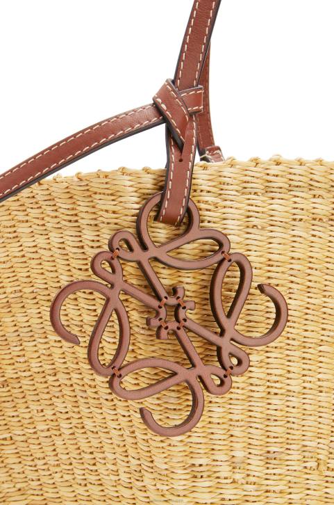 Loewe Shell Basket bag in elephant grass and calfskin 688V63 Women Natural/Pecan