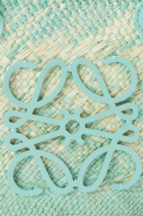 Loewe Small Anagram basket bag in iraca palm and calfskin 688V110 Women Fresh Mint