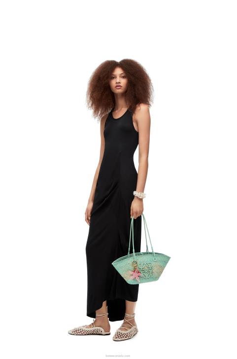 Loewe Small Anagram basket bag in iraca palm and calfskin 688V110 Women Fresh Mint