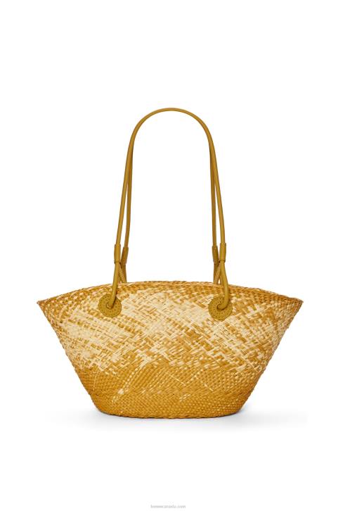 Loewe Small Anagram basket bag in iraca palm and calfskin 688V8 Women Ochre