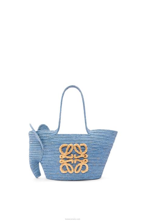 Loewe Small Elephant basket bag in raffia 688V77 Women Denim Blue