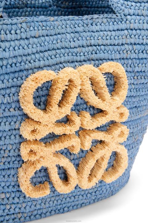 Loewe Small Elephant basket bag in raffia 688V77 Women Denim Blue