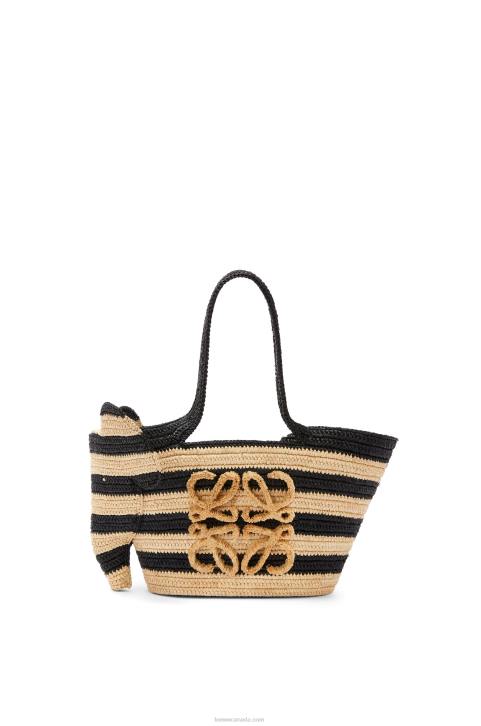 Loewe Small Elephant basket in raffia 688V107 Women Natural/Black