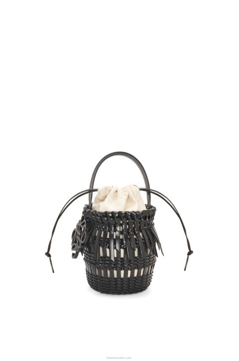Loewe Small Fringe Bucket bag in calfskin 688V88 Women Black