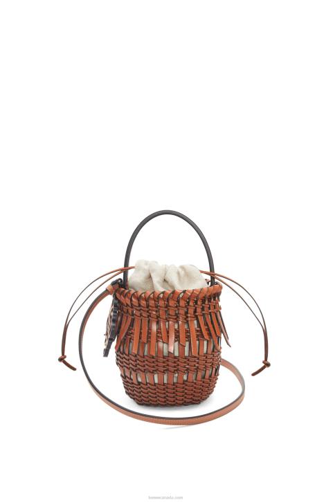 Loewe Small Fringe Bucket bag in calfskin 688V89 Women Tan